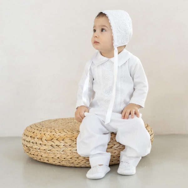 Baptism Outfit Baby Boy, Dedication Outfit Boy, Boys Baptism Outfit, White Christening & Blessing Outfit,Boys White Cotton Baptism Suit