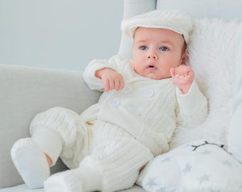 Baby Boy Baptism Outfit: Cotton Christening Suit with Hat & Shoes