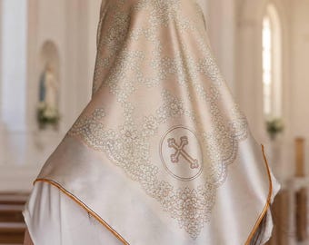 Marbella Silk Church Scarf: Hand-Rolled Edge, Elegant Prayer Head Covering (95x95cm)