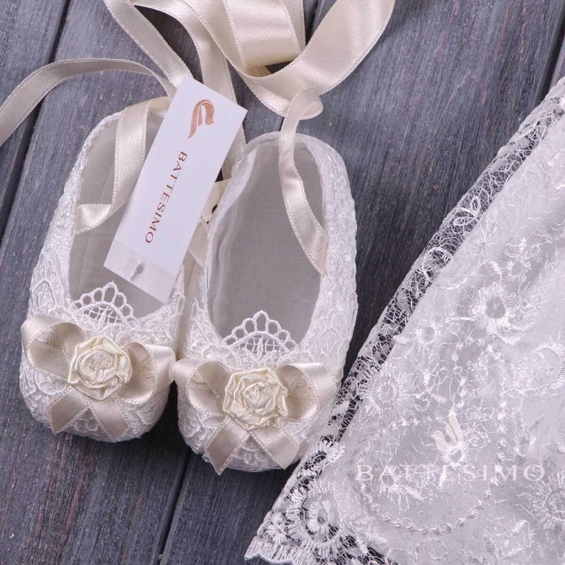 Baptism Shoes Girl Personalized Baptism Gift Baptism Gift Girl Catholic Lace Baby Shoes Baby Shower Gift Newborn Baby Shoes image 7
