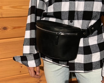 Genuine Leather Fanny Pack, Belt Bag, Travel Hip Bag