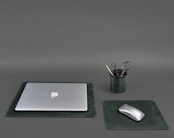 Leather Desk Organizer Set, Desk Pad, Mouse Mat, Pen Cup