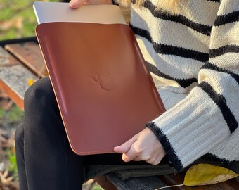 レザー製MacBook Air 15スリーブ、MacBook Pro 14ケース、スリムラップ