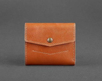 Leather Bifold Wallet, Unisex Minimalist Coin Purse, Handmade
