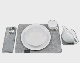 Table setting set, Felt Placemats Set, Minimalist Dining Table Mats, Table Decor, Modern Housewarming Gift, New Home Tableware, Home Gift