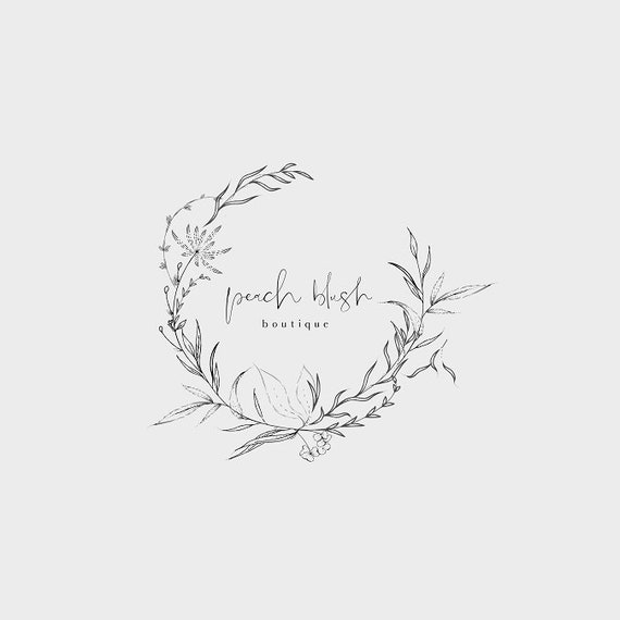 Logo Design Wreath Logo Florist Flower Logo Premade Logo Etsy