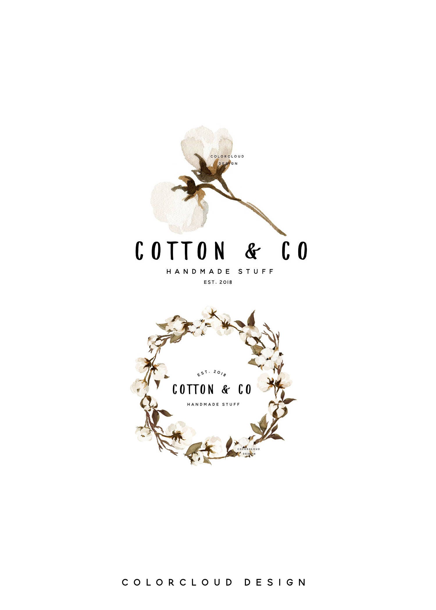 cotton logo design wreath cotton logo ball cotton logo cotton | Etsy