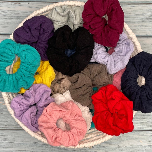 Srunchies / hair ties made of muslin in many colors - spiral elastic