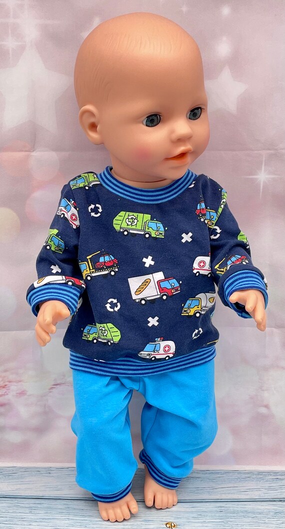 2 teilige Puppenkleidung Gr 43 cm Schlafanzug Baby Puppen Mond und Sterne 
