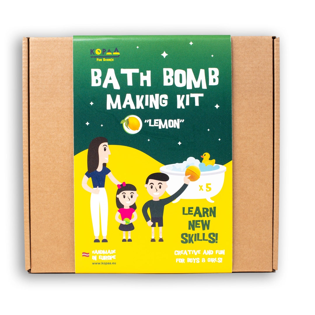 DIY Bath Bomb Set Lemon for 5 Years Old Kids / Makes 5 Bath Bombs