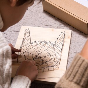 DIY nailing string art kit / DIY wall decor / minimalist educational toy / kids craft kit / kids toys / gifts for kids / craft toy image 2