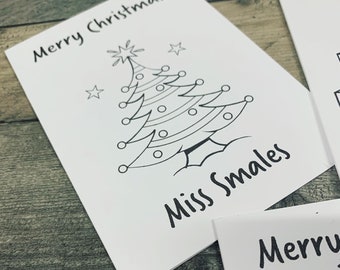 Colour Your Own Christmas Card / Teacher Christmas Card / Colour In Christmas Card / Personalised Christmas Card / Custom Christmas Card