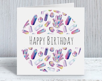 Crystal Birthday Card / Crystal Card / Crystal Happy Birthday / Crystal Gifts / Crystals / Pretty Birthday Card / Happy Birthday / Birthday