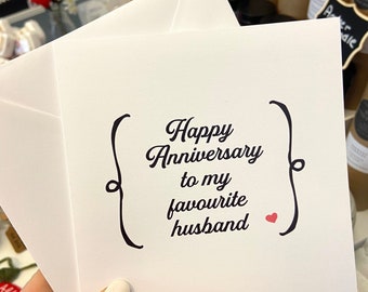 Happy Anniversary to My Favourite Husband Card / Happy Anniversary Husband Card / Husband Anniversary Card / Cards for Him / Anniversary