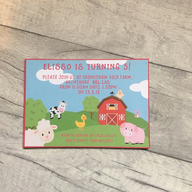 Farm Themed Children's Party Invitations // Farmyard Party Invitations // Kids Party Invitations // Party Invitations // Farm Themed Party image 4