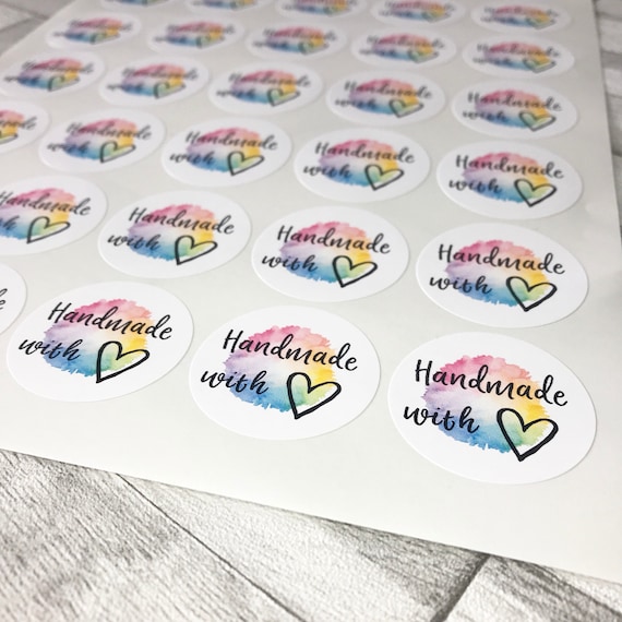 Handmade With Love Stickers / Rainbow Stickers / Handmade Stickers /  Business Stickers / Shipping Labels / Pretty Stickers 