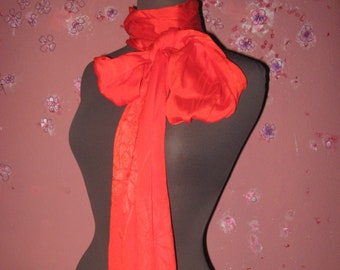 Obi Age, en foulard/ceinture en soie, nœud, unique, rouge "scandaleux", foulard en soie, obiage, vintage, fleurs, vers 1940-1970, parfait !