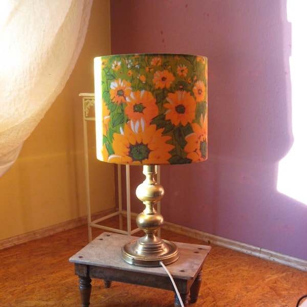 Lampenschirm, Flower Power, Original aus den 70er Jahren, Vintage, Sonnenblumen