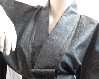 Kimono, Short Coat, Long Jacket, Asanoha, Indigo, High-Class, NEW, Unisex, Remake, Kimono, Unlined, Hexagon, Unisex Unique!