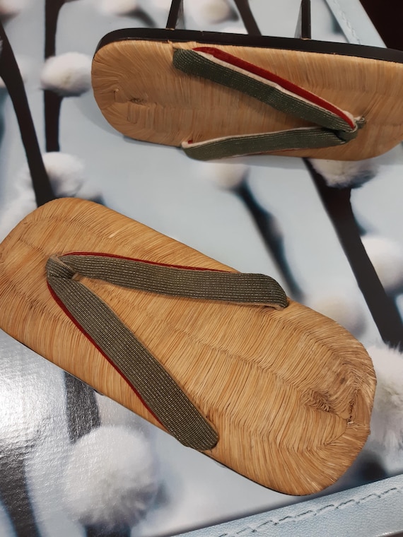 Geta, antique, paille de riz, Japon, soie, également objet