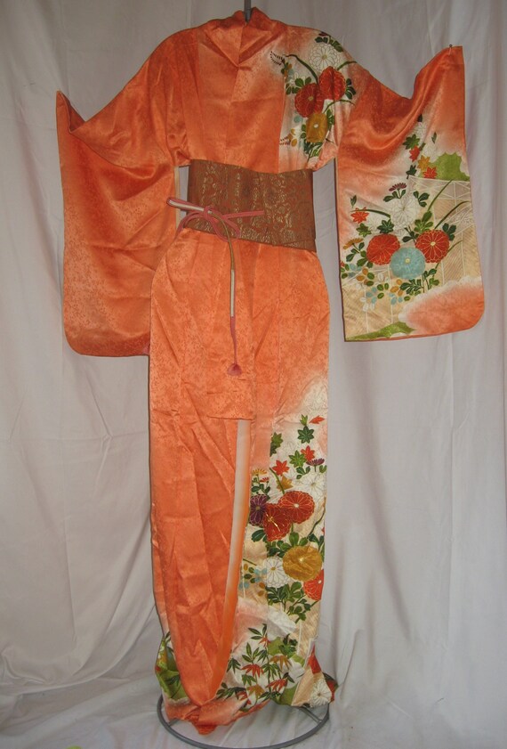 Kimono, top class, Rinzu, silk, Houmongi, Yuzen, … - image 4