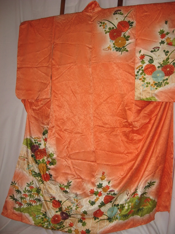Kimono, top class, Rinzu, silk, Houmongi, Yuzen, … - image 1