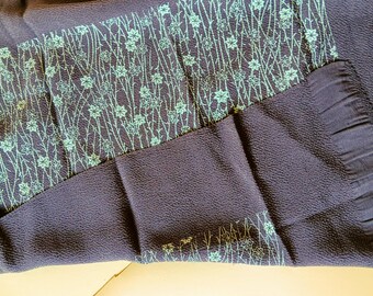 Obi Age, as a silk scarf or belt, unique piece, purple/white, Muji, silk scarf, silk crepe, vintage, like new, unused, perfect