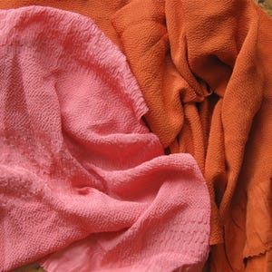 Obiage, silk scarf or belt, woven, silk scarf, salmon pink or orange, hair scarf, hair band, headscarf, headband image 1