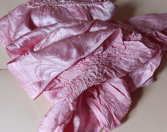 Obi-age, silk scarf, belt or hairband, unique piece, pale pink, shibori, silk shawl, obiage, vintage