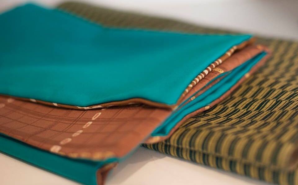 Scarf Waves Kimono Remake Virgin Wool Unique Vintage Vintage Silk Geometric Kimonoseide New BrownTurquoise