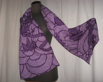 Seide, .... 164 cmx39 cm ...  fast schon ein Schal, Kimonoseide, Vintage, Shibori, Violett, Pflaume -Violett