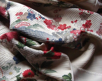 Silk scarf 235 cm x 30 cm, XL scarf, new from old kimono silk, upcycling, kimono remake, high-class silk, flower-strewn, wedding
