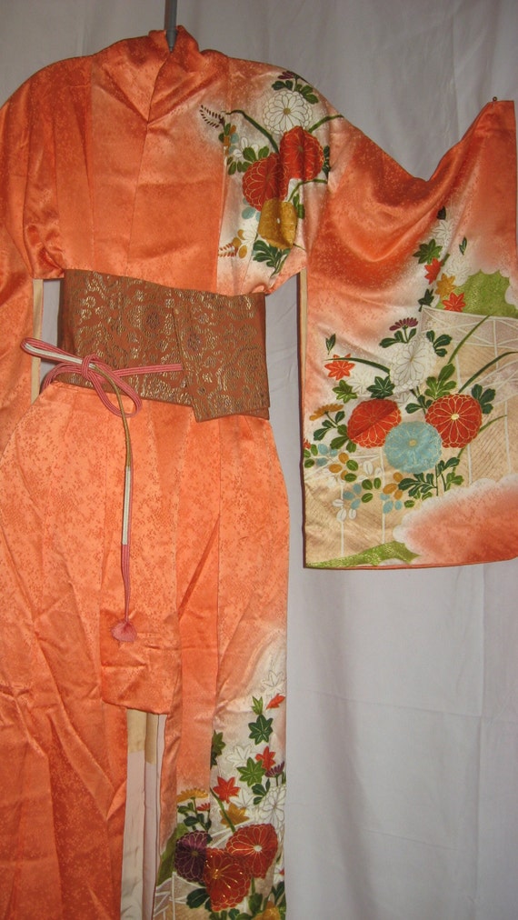 Kimono, top class, Rinzu, silk, Houmongi, Yuzen, … - image 6