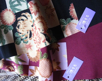 Han Eri, Vintage, unused, Vintage/New, Chrysanthemums, Chirimen, Replacement collar for under-kimono, Chirimen, Hairband / small scarf