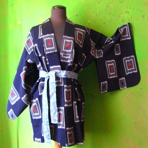 Kimonojacke, Haori, Seide, Omeshi, Vintage Perfekt, Japan, Ikat, grafisch, geometrisch, Ikatwebung, ungefüttert, leicht Bild 1