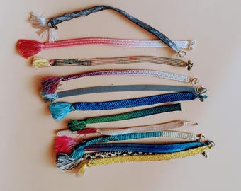 Haori Himo, silk cord, binder, Japan, braided/woven, Kumi Himo, silk, flat, 12 pieces, hand-dyed, crafts/creative projects, SALE
