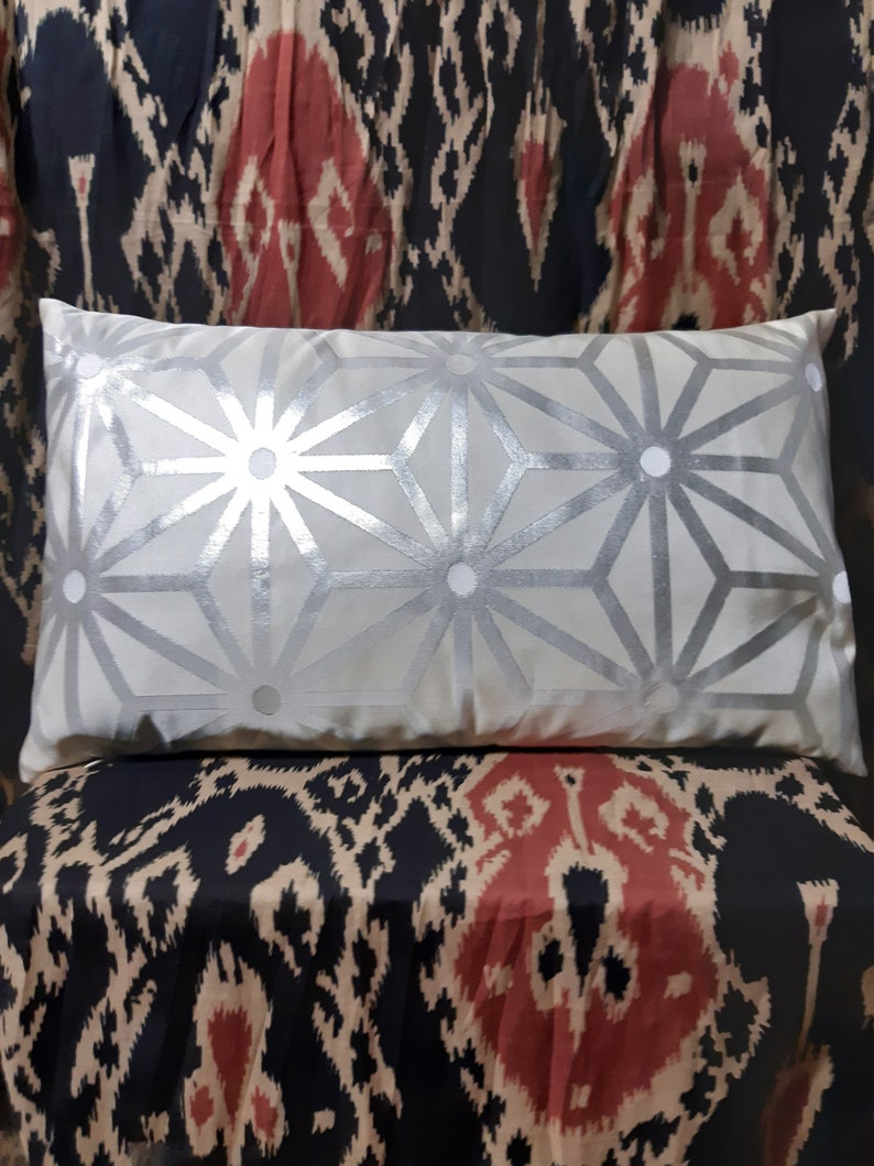 Kissen, Seidenkissen, Seide Asanoha, Obi Kissen, ELEGANT, geometrisch, Obikissen, Obi Remake /neu kimono pillow japonais pur en soie Bild 2