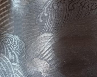 Japanische Seide, 430 cm x 35 cm, elegant, schwarz, glänzend/matt gewebt, Material, DIY,  neuwertig, Obi, fast schon ein Bild ... Wandbehang