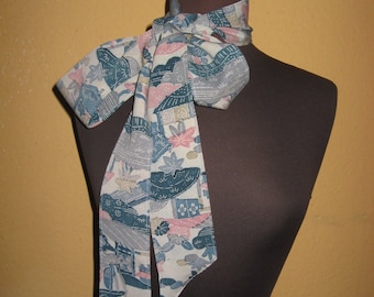 Seidengürtel aus antiker Kimonoseide, Indigo, Chirimen, 190 cm x 7 cm, Schleife, Obi, Gürtel, Wickelgürtel, Floral, Szenerie, Landschaft,