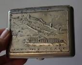 Soviet Cigarette Case Volga USSR. Metal cigarette case USSR. tobacco box. card holder