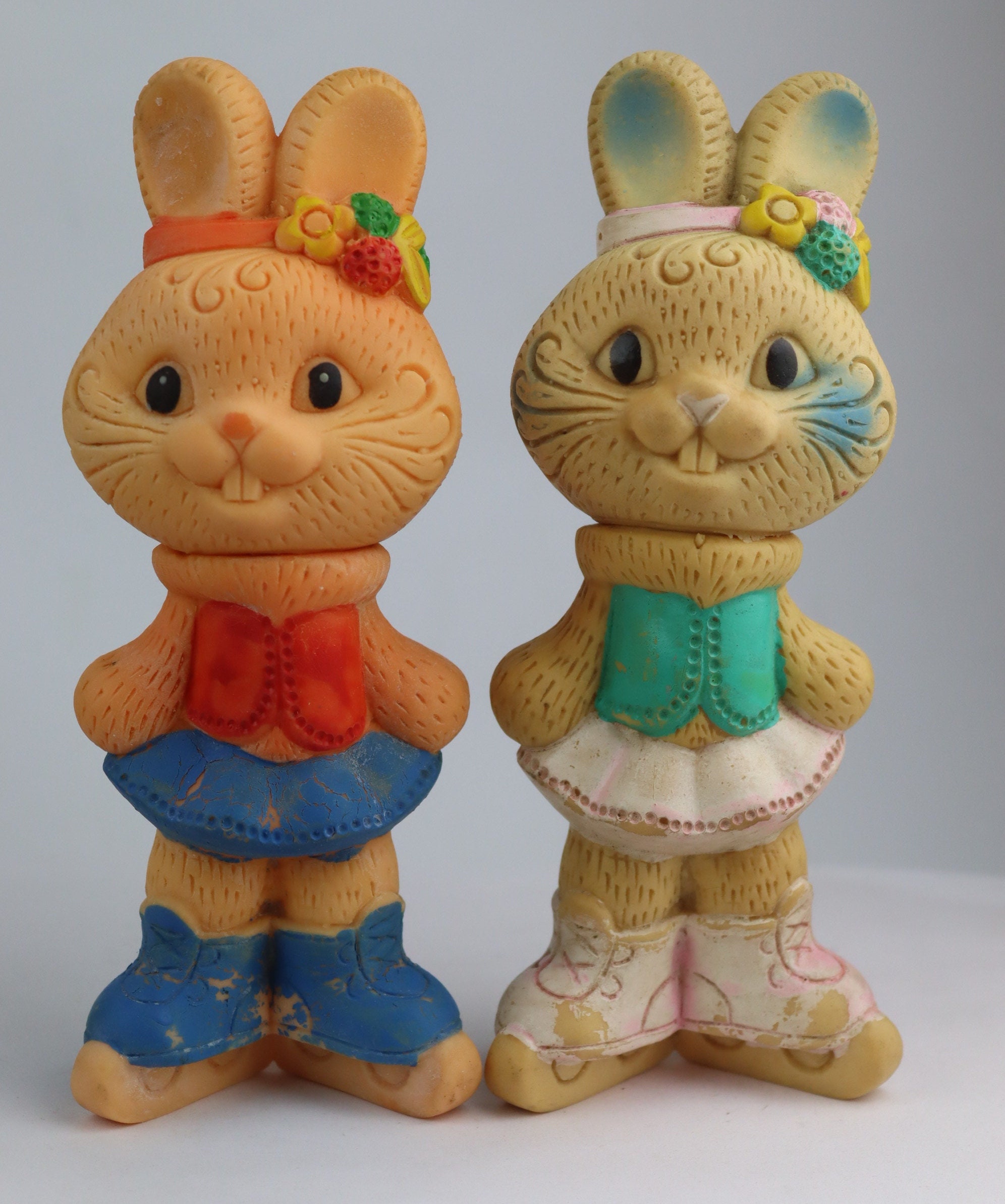 18 Cm Pair of Soviet Rubber Toy Figure Skater Bunnies. Hare Skaters ...