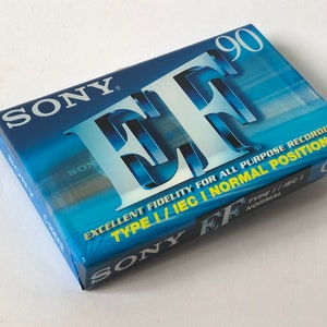 NEW Audio Cassette Tape SONY EF90, Vintage Cassette, Sealed SONY ef 90, Improved Cassette Tapes, Blank Cassette Tapes, Japan,gift idea