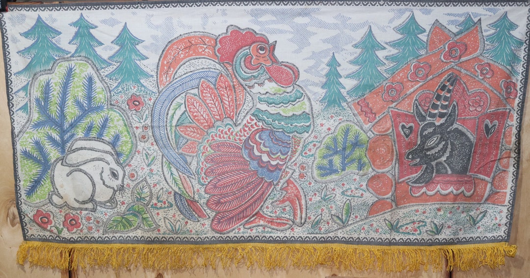 Rare Soviet Wall Cotton Carpet Goat Dereza, Cotton Tapestry Carpet ...