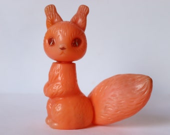 12 cm Cute Soviet plastic squirrel toy, squirrel baby toy, squirrel, vintage squirrel, ussr quality toy for baby, bright positive squirrel