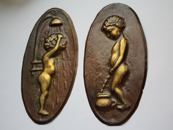 Very Rare Set Of 2 Soviet Door Signs Vintage Bathroom Toilet Etsy