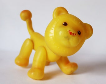 12 cm cute soviet plastic lion, small lev, soviet toy, vintage toy, lew, plastic ussr doll, orange cat, russia toy, lion boniface, ussr doll