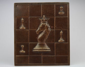Soviet metal picture chess, wall decor chess knight, soviet chess, vintage chess set, ussr chess,  chess set, chess decor
