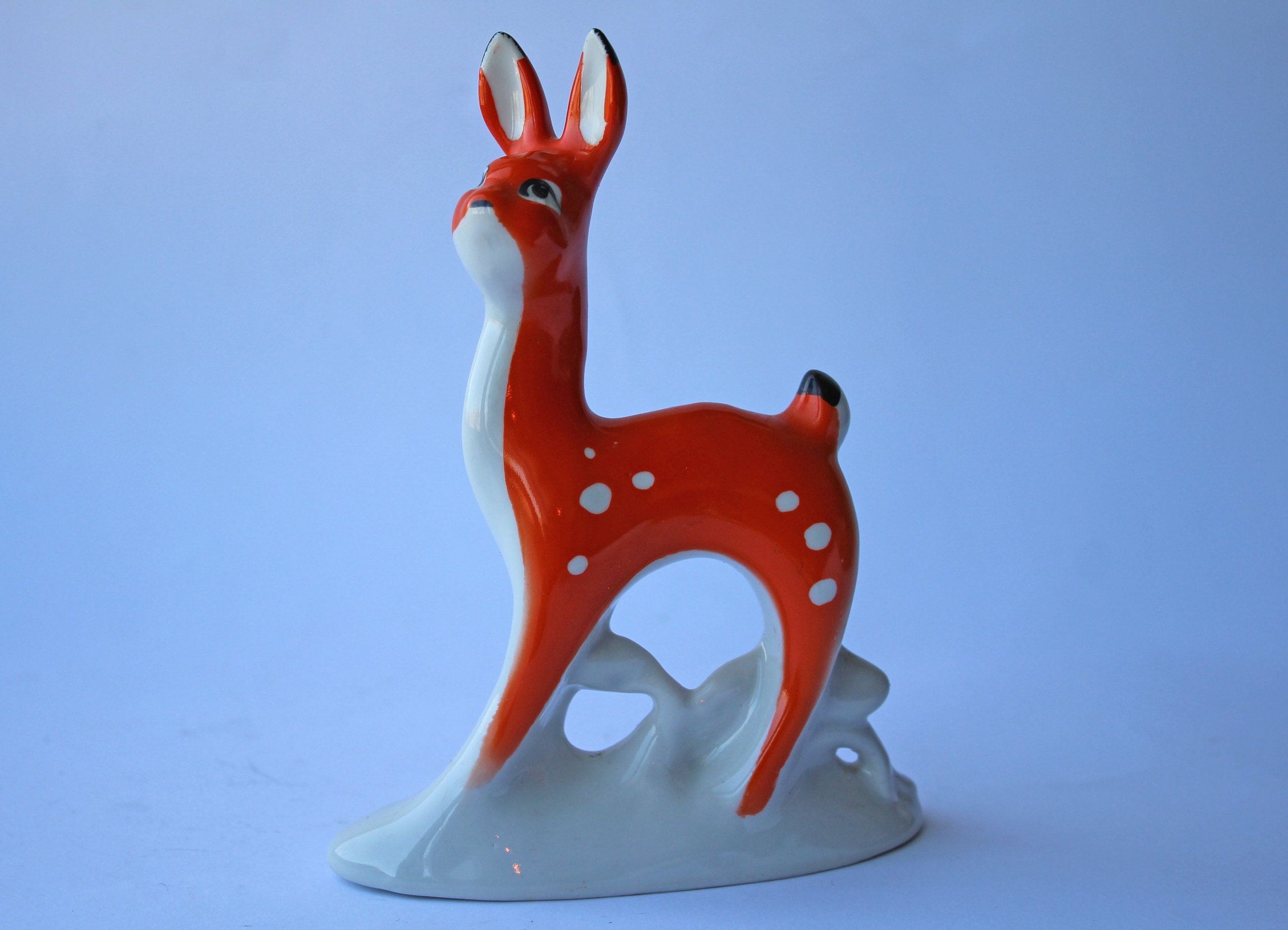 Soviet Porcelain Figurine Deer Vintage Statuette Roe Bembi Etsy
