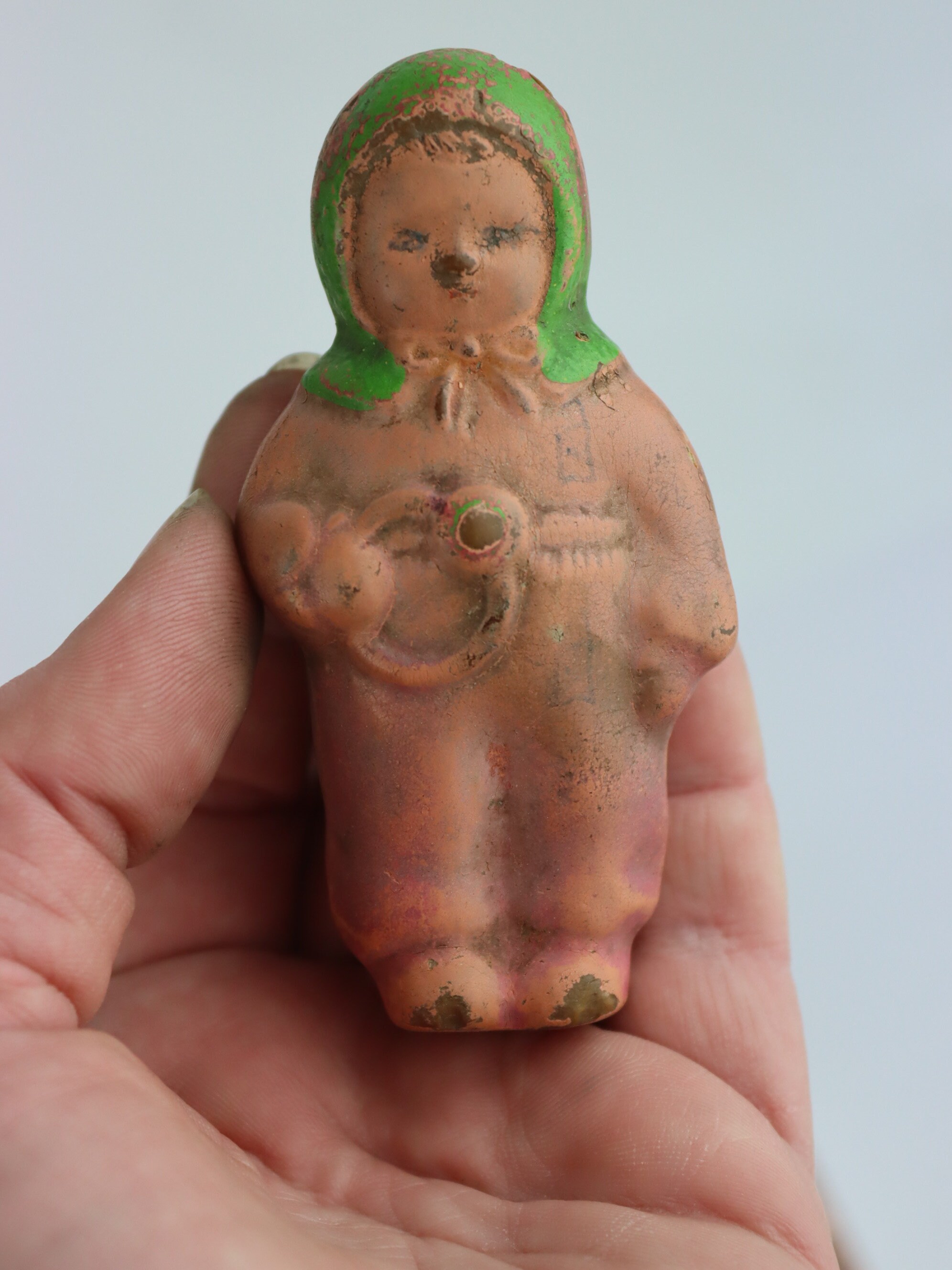 Soveit Rattle 9 Cm Very Rare Collectible Soviet Rubber Child in Winter Clothes With ...