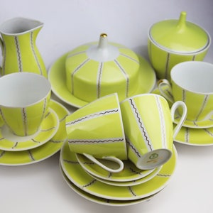 GDR Vintage coffee set for 4 persons, Vintage coffee set, Vintage Porcelain service, Vintage Porcelain set,cup, tableware, GDR coffee set